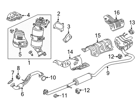 2016 Honda Civic Exhaust Components Cover Comp, Conver Diagram for 18181-5BA-A00