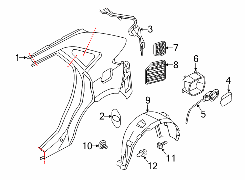 2022 Lincoln Nautilus Quarter Panel & Components Splash Shield Diagram for FA1Z-58278B50-A