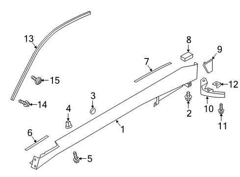 2017 Infiniti Q60 Exterior Trim - Pillars, Rocker & Floor Cover Assy-Sill, LH Diagram for 76853-5CA0H