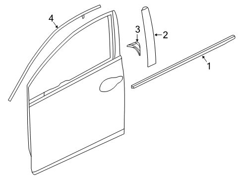 2021 Honda Civic Exterior Trim - Front Door Garnish, R. FR. Center Corner Diagram for 72456-TGG-A01