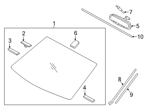 2015 Hyundai Azera Windshield Glass, Reveal Moldings Cover-L.D.W.S Diagram for 95891-3V500