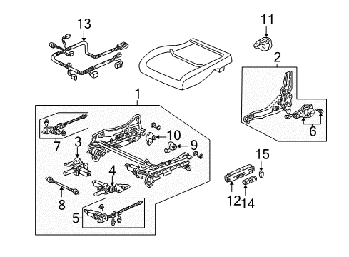 2001 Acura TL Power Seats Adjuster Assembly, Driver Side Reclining Diagram for 81630-S0K-A01