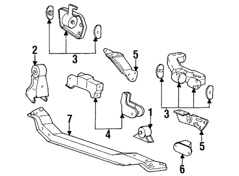 1995 Hyundai Scoupe Engine Mounting Bracket-Roll Stopper, Front Diagram for 21682-22004