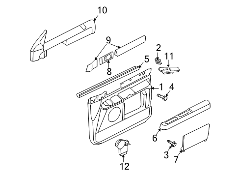 2004 Lincoln Navigator Interior Trim - Front Door Armrest Pad Diagram for 4L7Z-7824140-AAA