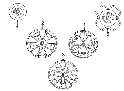2000 Toyota Echo Wheel Covers & Trim Wheel Cover Diagram for PT255-52001-SK