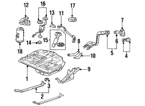 1994 Honda Accord Fuel System Components Protector, Fuel Tank Diagram for 17519-SM4-000