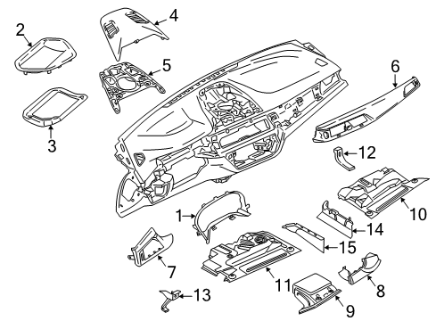 2018 BMW 530e Cluster & Switches, Instrument Panel Trim Instrument Cluster Diagram for 51459387222