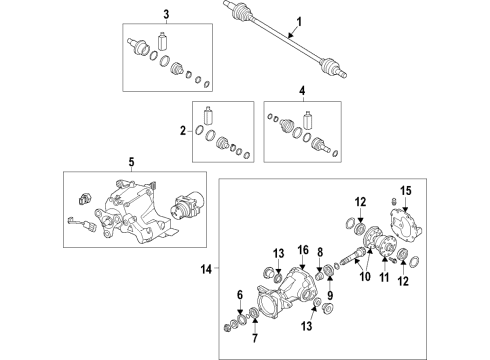 2020 Hyundai Palisade Rear Axle, Axle Shafts & Joints, Differential, Drive Axles, Propeller Shaft Cover-Diff Diagram for 530754G500