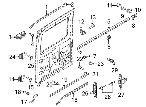 2021 Ford Transit-350 Door Hardware Upper Track Diagram for BK3Z-6125006-C