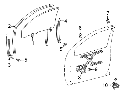 2003 Toyota Echo Front Door Run Channel Diagram for 68151-52011