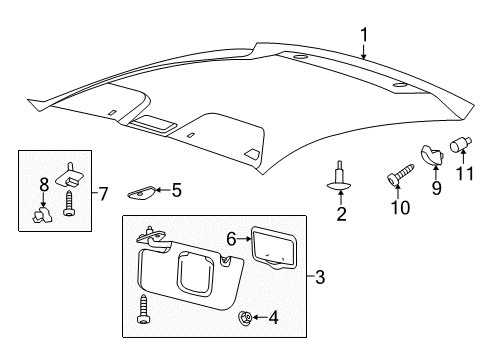 2012 Ford Mustang Interior Trim - Roof Coat Hook Retainer Nut Diagram for -391530-S