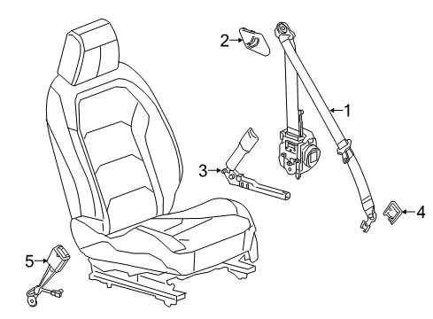 2017 Chevrolet Camaro Front Seat Belts Latch Diagram for 19366527