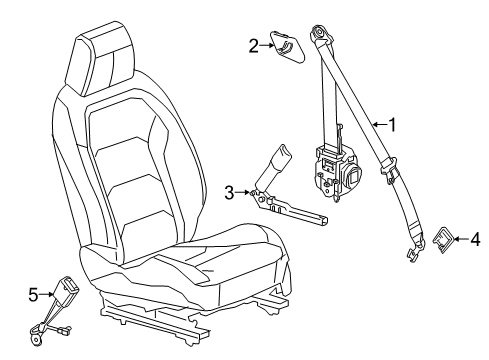 2017 Chevrolet Camaro Front Seat Belts Passenger Seat Belt Kit (Buckle Side) *Jet Black Diagram for 19366528