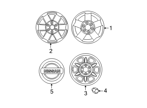 2012 Nissan Pathfinder Wheels, Covers & Trim Aluminum Wheel Diagram for 40300-ZS17A
