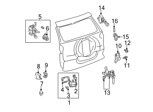 2005 Toyota RAV4 Back Door Handle, Outside Diagram for 69090-42060-C0