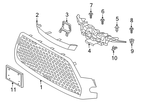 2021 Toyota Corolla Grille & Components Inner Bracket Diagram for 52149-02010