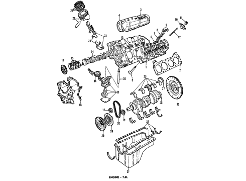 1985 Ford E-250 Econoline Club Wagon Engine Parts, Mounts, Cylinder Head & Valves, Camshaft & Timing, Oil Pan, Oil Pump, Crankshaft & Bearings, Pistons, Rings & Bearings Front Cover Gasket Diagram for E6TZ6020B