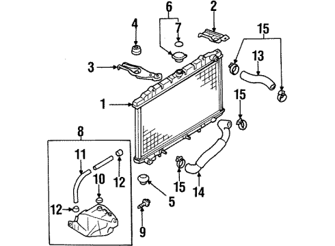 2002 Infiniti G20 Radiator & Components Hose-Radiator, Upper Diagram for 21501-2J201