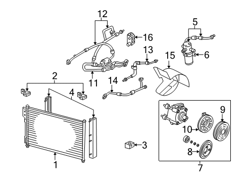 2005 Ford Expedition A/C Condenser, Compressor & Lines Seal Diagram for 4L1Z-19E572-AA