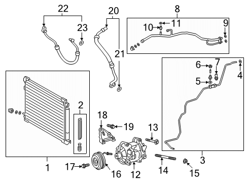 2020 Toyota Avalon A/C Compressor Rear Suction Hose Diagram for 88707-06250