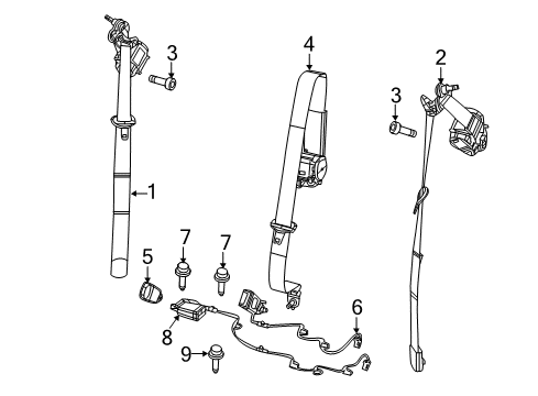 2021 Jeep Compass Seat Belt Screw-Pan Head Diagram for 6105124AA
