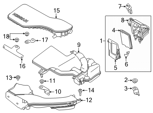 2020 Nissan Rogue Sport Powertrain Control Air Duct Diagram for 16554-6MA2B