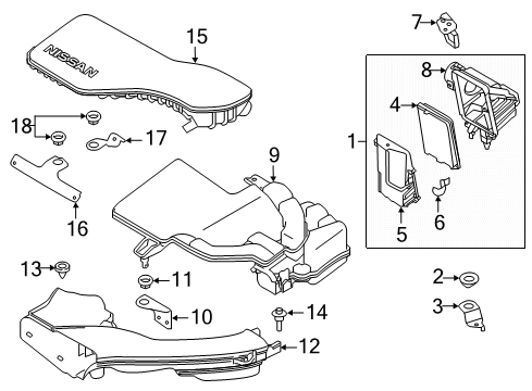 2020 Nissan Rogue Sport Powertrain Control Air Cleaner Diagram for 16500-6MA2B