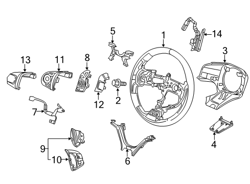 2014 Honda Civic Steering Wheel & Trim Switch Assembly, Cruise Diagram for 36770-TR6-A02