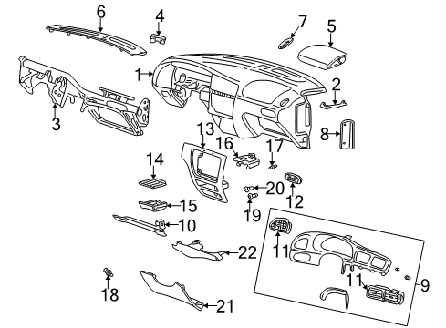 2006 Ford Taurus Instrument Panel Power Outlet Ring Diagram for YF1Z-15K040-AA