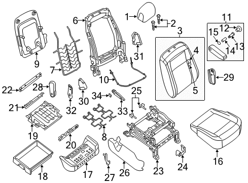 2018 Nissan NV2500 Front Seat Components Insert-Armrest Diagram for 87708-7S000