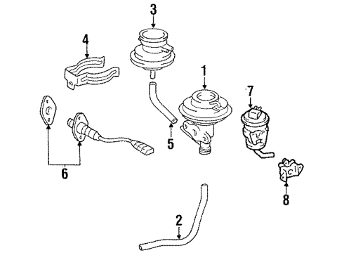 1996 Toyota Celica EGR System EGR Valve Gasket Diagram for 25627-16070