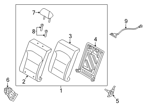 2020 Hyundai Elantra Rear Seat Components Frame Assembly-Rear Seat Back LH Diagram for 89310-F2100