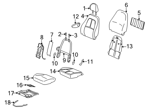 2007 Saturn Vue Front Seat Components Pad-Driver Seat Cushion Diagram for 15842166