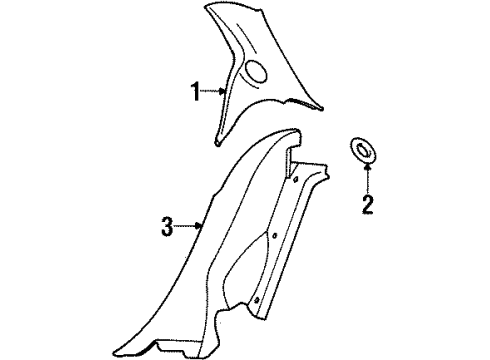 1996 Ford Contour Interior Trim - Quarter Panels Quarter Trim Panel Diagram for F5RZ5452018BAG