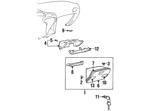 1998 Hyundai Elantra Glove Box Clip-Crash Pad Lower Mounting Diagram for 84759-29000