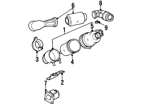 1997 Ford Ranger Air Intake Air Cleaner Assembly Diagram for F77Z9600DA