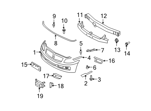 2008 Infiniti G35 Cruise Control System Energy ABSORBER-Front Bumper Diagram for 62090-JK600