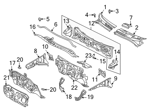 2005 Scion xA Cowl Panel Sub-Assembly, Dash Diagram for 55101-52340