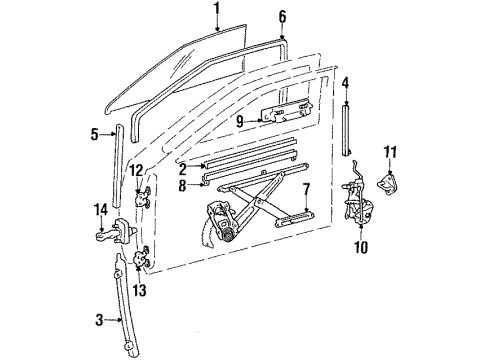 1984 Toyota Corolla Door - Glass & Hardware Handle, Outside Diagram for 69210-12080