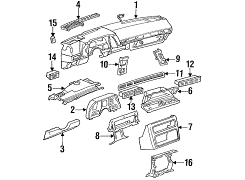 1990 Chevrolet Cavalier Instrument Panel Bezel-Instrument Panel Lower Extension Compartment Lock Diagram for 3957093