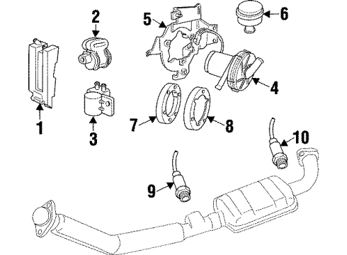 1998 Cadillac Catera Emission Components Valve, Evap Emission Canister Purge Solenoid Diagram for 90542528