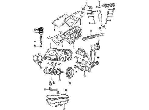 2000 Dodge Grand Caravan Engine Parts, Mounts, Cylinder Head & Valves, Camshaft & Timing, Oil Pan, Oil Pump, Crankshaft & Bearings, Pistons, Rings & Bearings Valve-Exhaust Diagram for 4694224