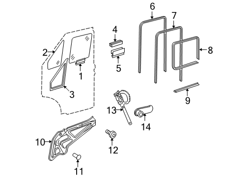 2005 Dodge Sprinter 3500 Front Door - Glass & Lock Front Door Window Regulator Right Diagram for 5123727AA