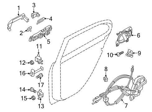 2018 Nissan Versa Note Rear Door - Lock & Hardware Rear Right Driver Door Lock Actuator Diagram for 82500-9ME0A