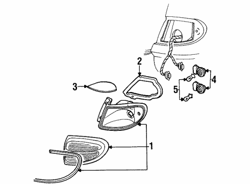 1997 Ford Taurus Bulbs Tail Lamp Assembly Diagram for F6DZ13404C