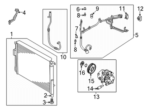 2022 Kia Carnival A/C Condenser, Compressor & Lines Cap-Charge Valve, Hi Diagram for 97811H5100