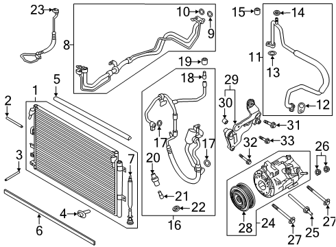 2020 Ford Edge A/C Condenser, Compressor & Lines Mount Bracket Diagram for K2GZ-10A313-B