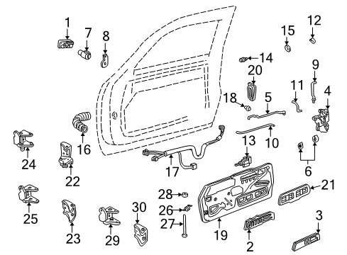 2000 GMC K3500 Front Door Handle, Inside Diagram for 15708051