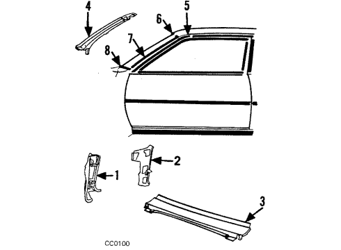 1984 Chevrolet Citation II Windshield Glass, Cowl Insert, Windshield Wiper Blade Diagram for 20423648