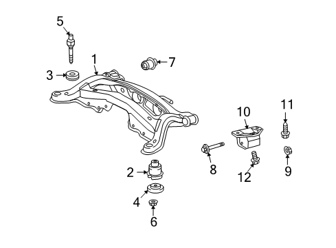 2013 Toyota Venza Crossmembers & Components - Rear Mount Bracket Diagram for 51074-0E010